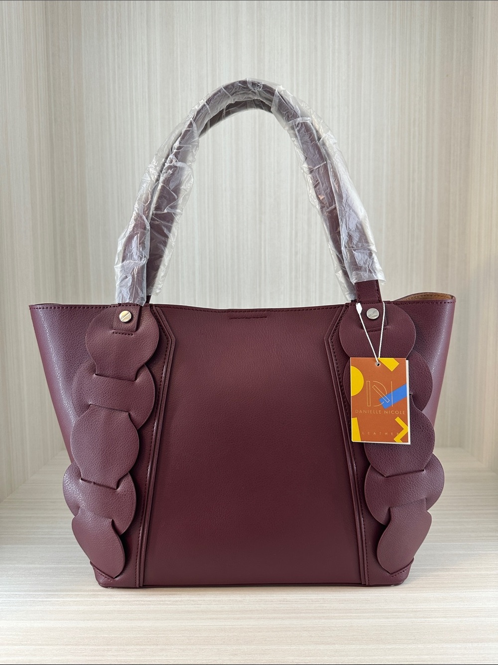 Danielle Nicole Burgundy Tote with Braided Side Panels